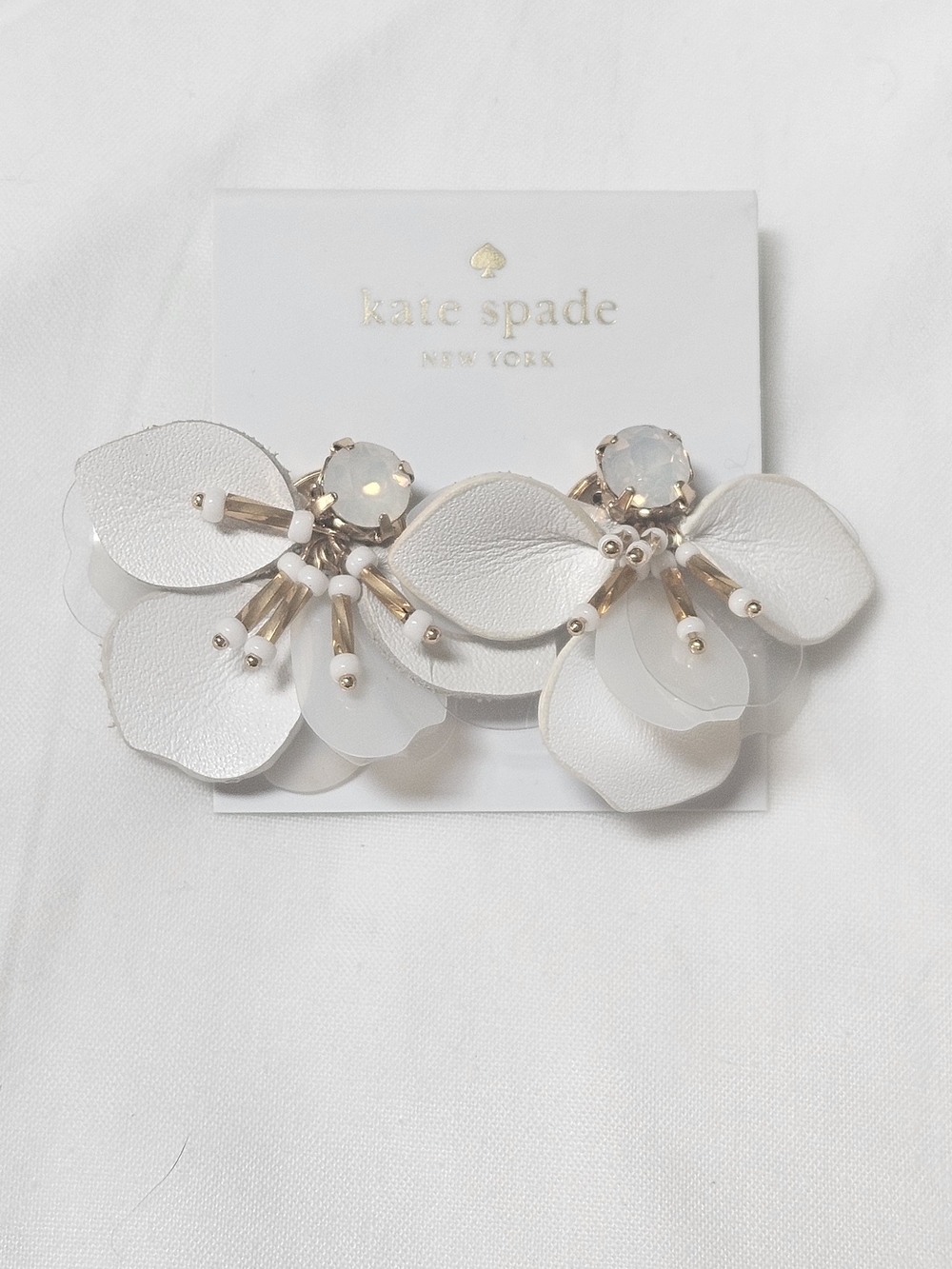 Kate Spade White Floral Statement Earrings